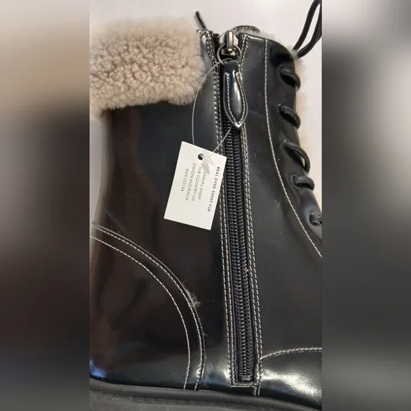 COACH Leighton Shearling Bootie • Black Patent Leather • Size 9.5 B - Picture 11 of 14